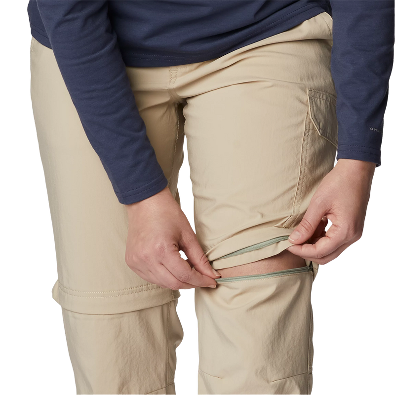 Women's Silver Ridge Utility Convertible Pant, Columbia Women's Silver Ridge Utility Convertible Pant in 271-Ancient Fossil unzipping legs