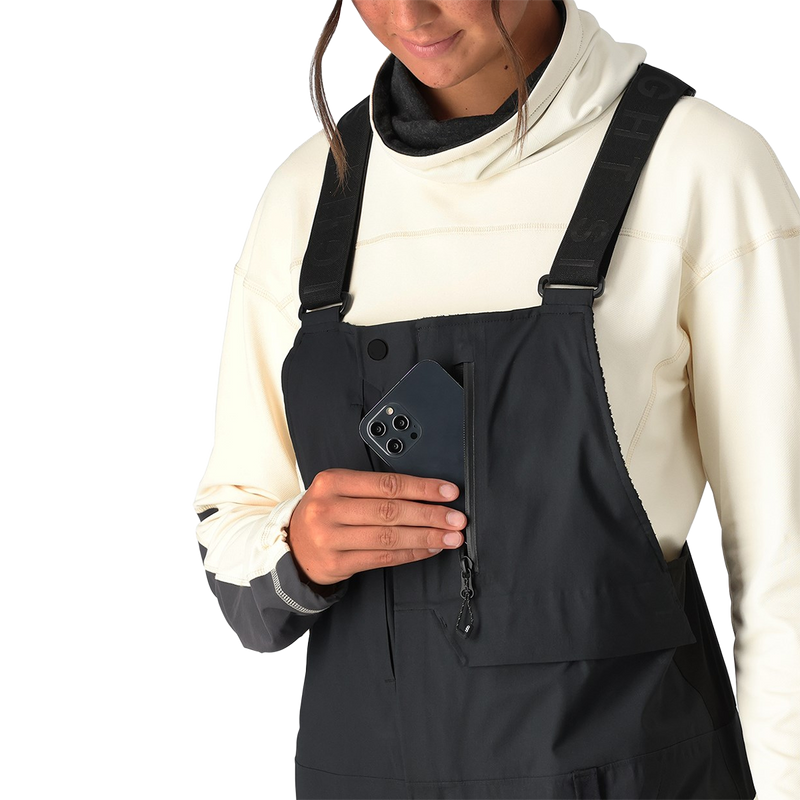 Women's GORE-TEX Stretch Dispatch Bib, 686 Women's GORE-TEX Stretch Dispatch Bib in Black front pocket