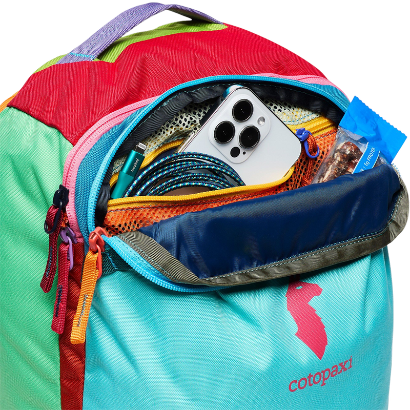 Allpa 20L Travel Pack, Cotopaxi Allpa 20L Travel Pack in Del Dia PT top zipper unzipped