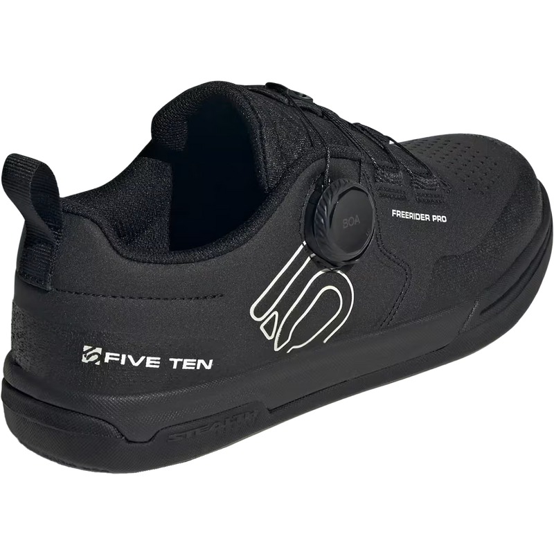 Women's Freerider Pro Boa, Five Ten Women's Freerider Pro Boa in Core Black/Linen Green/Cloud White back right