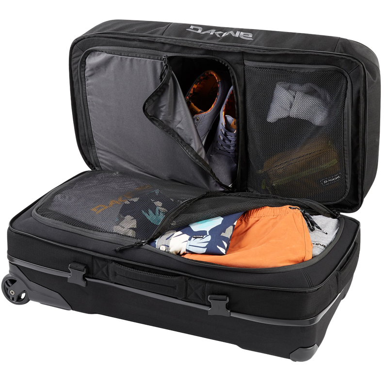 Split Roller 85L, DaKine Split Roller 85L in Black unzipped  and packed