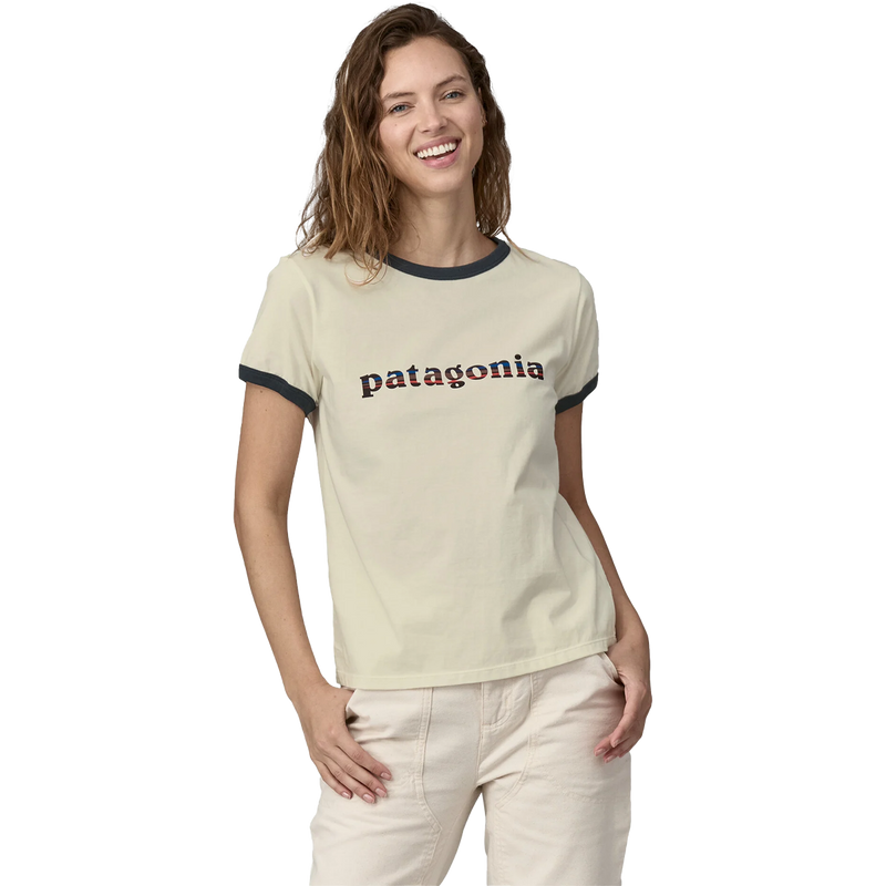 Women's '73 Text Logo Org Ringer Tee, Patagonia Women's '73 Text Logo Org Ringer Tee Front