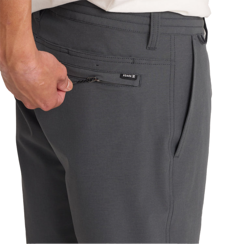 Hytide Hybrid Short, Roark Hytide Hybrid Short in CHA Charcoal back right pocket