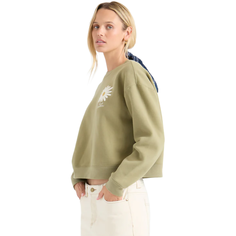 Women's Port Crew Fleece, Roark Women's Port Crew Fleece in DTO Dusty Olive left