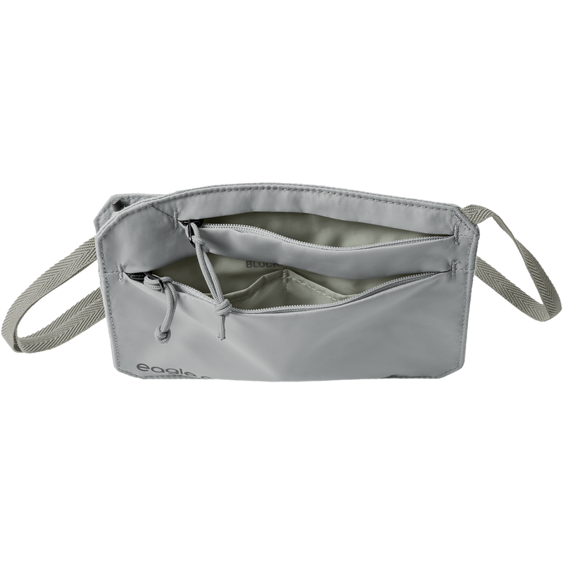 Undercover RFID Neck Wallet, Eagle Creek Undercover RFID Neck Wallet in 367 Storm Grey unzipped