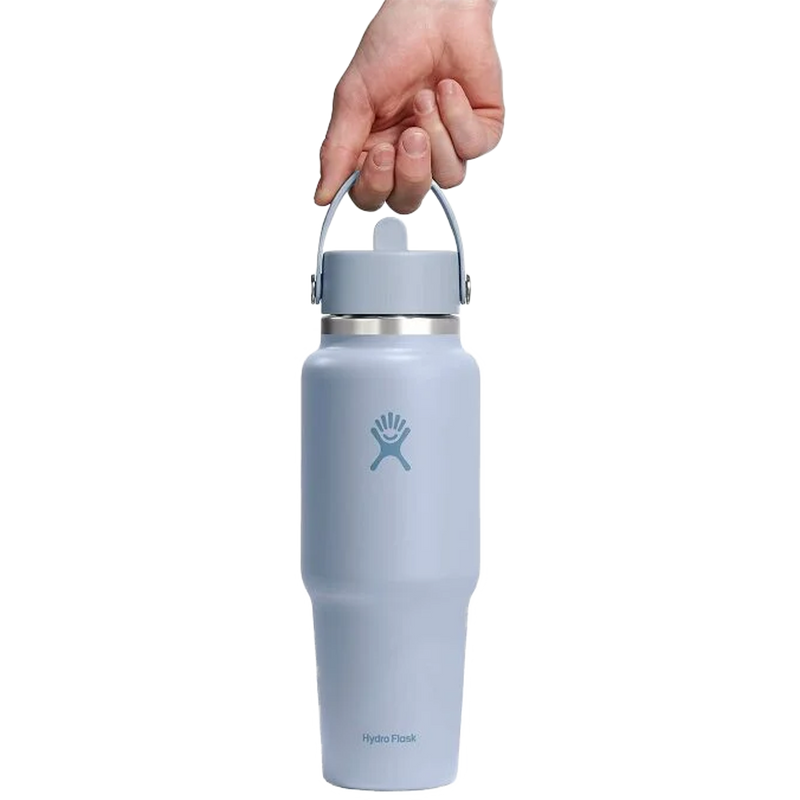 32 oz Wide Flex Straw Travel Bottle, Hydro Flask 32 oz Wide Mouth Travel Bottle with Flex Straw Cap handle