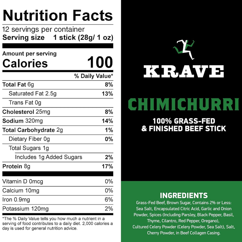 Beef Sticks 1 oz, Krave Jerky Beef Sticks 1 oz in Chimichurri Nutrition Facts