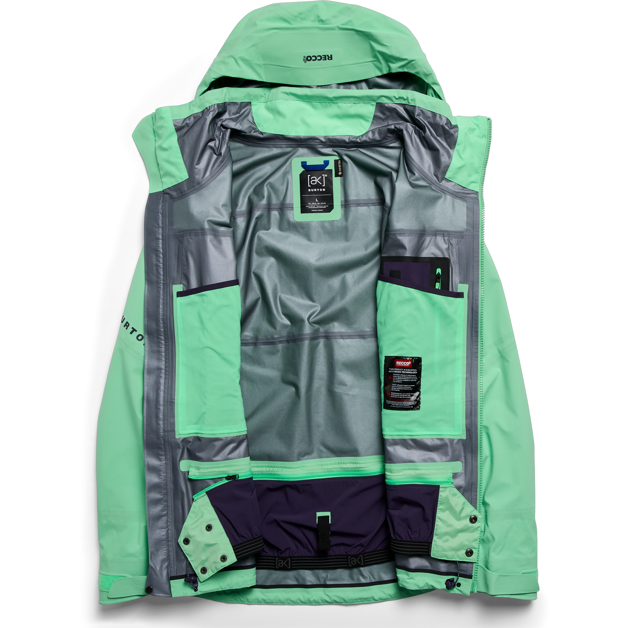 Burton Men's AK Hover Gore 3L Stretch Jacket unzipped internal pockets