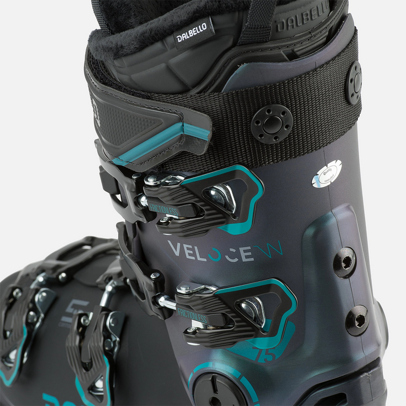 Women's Veloce 75 MV, Dalbello Sports Women's Veloce 75 MV in Opal Green Black upper buckles