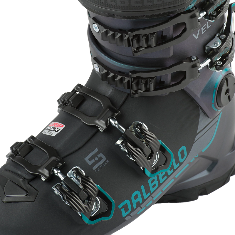 Women's Veloce 75 MV, Dalbello Sports Women's Veloce 75 MV in Opal Green Black lower buckles