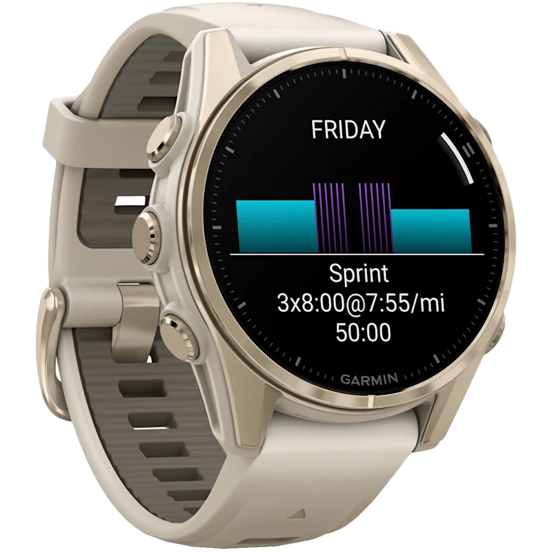 Fenix 8 Sapphire 43mm Amoled - Soft Gold, Garmin Fenix 8 Sapphire 43mm Amoled - Soft Gold front right