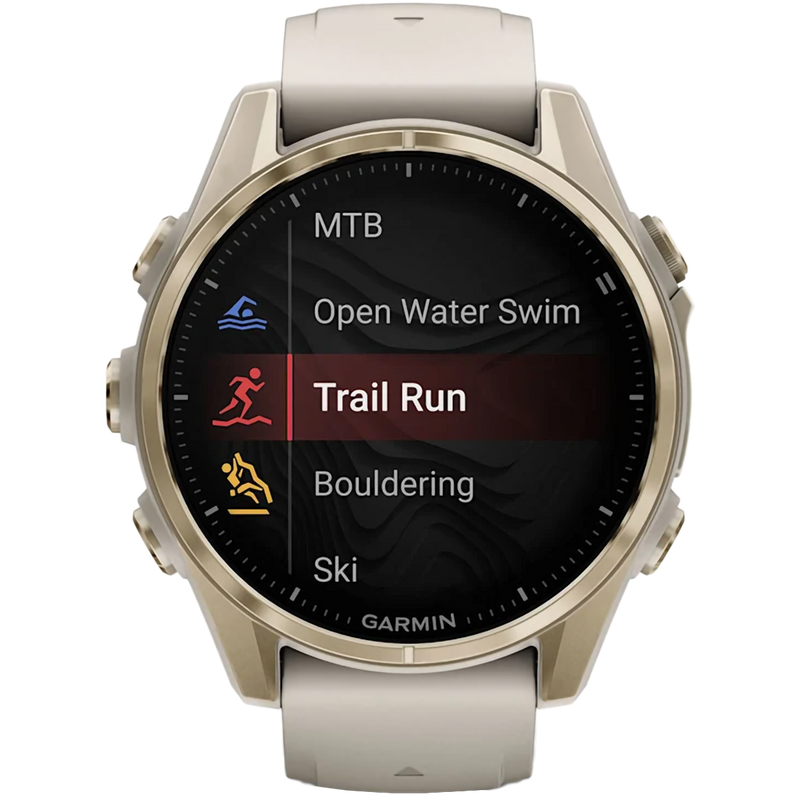 Fenix 8 Sapphire 43mm Amoled - Soft Gold, Garmin Fenix 8 Sapphire 43mm Amoled - Soft Gold exercise display 