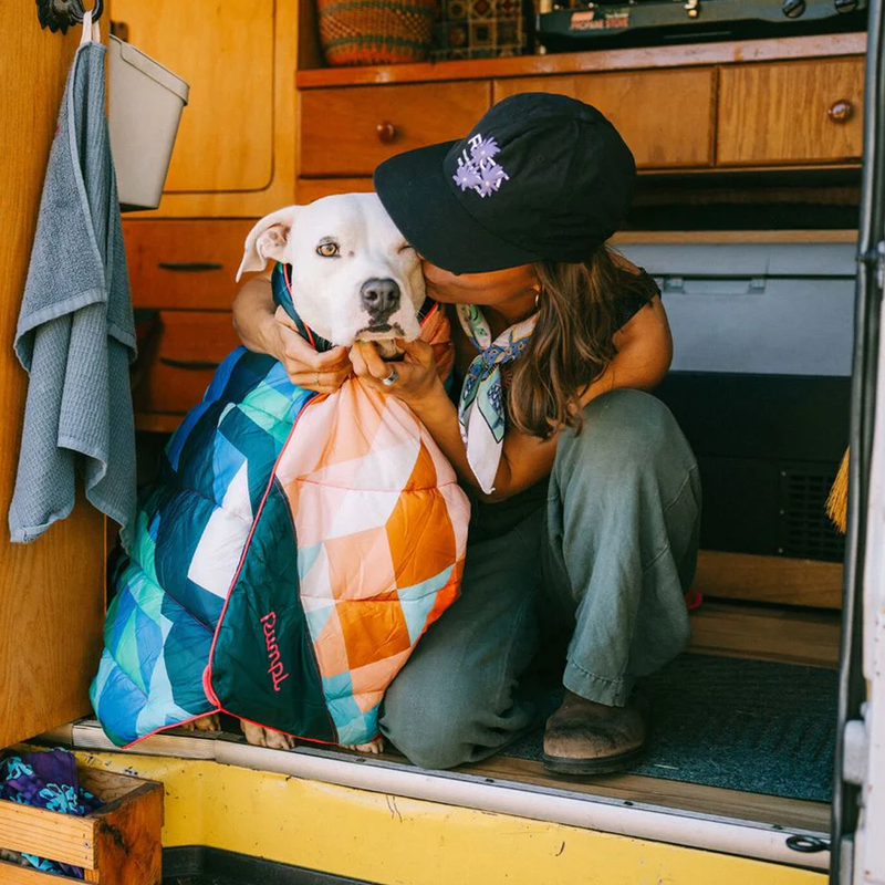 The Original Puffy Blanket X Bryce Wong, Rumpl The Original Puffy Blanket with dog