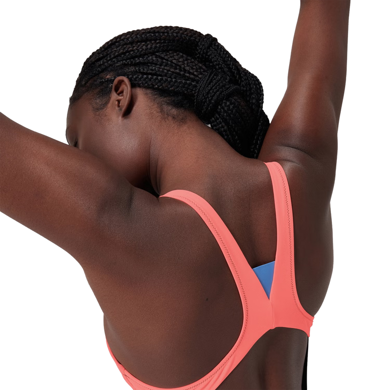Women's Zip Colorblock One Piece, Speedo Women's Zip Colorblock One Piece back straps
