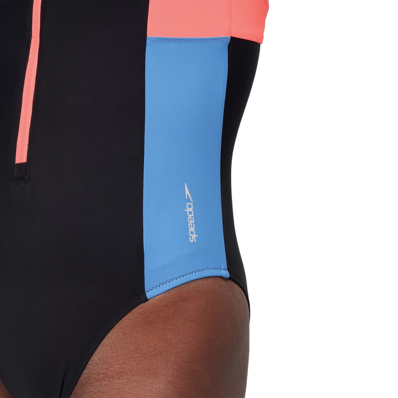 Women's Zip Colorblock One Piece, Speedo Women's Zip Colorblock One Piece side