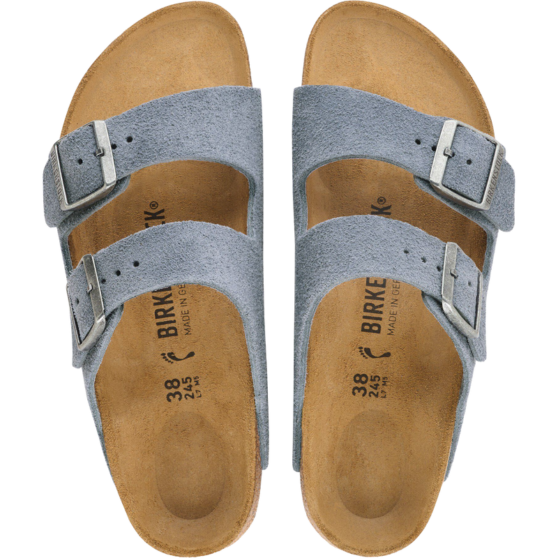 Women's Arizona Suede, Birkenstock Women's Arizona Suede in Stone Blue pair top