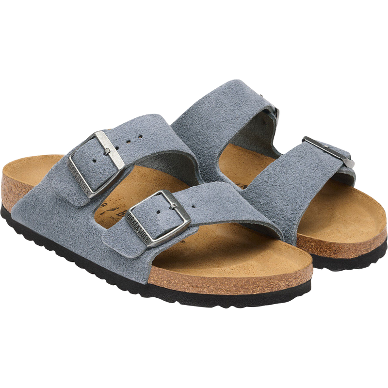 Women's Arizona Suede, Birkenstock Women's Arizona Suede in Stone Blue pair right