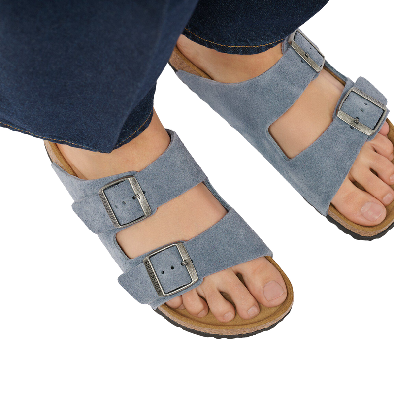 Women's Arizona Suede, Birkenstock Women's Arizona Suede in Stone Blue pair top