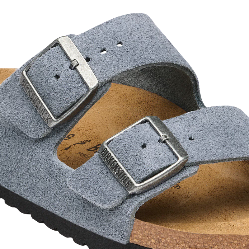 Women's Arizona Suede, Birkenstock Women's Arizona Suede in Stone Blue buckles