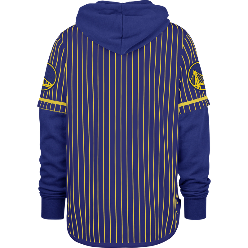 Men's Warriors Pinstripe Double Header Shortstop Pullover, 47 Brand Men's Warriors Pinstripe Double Header SS Po back