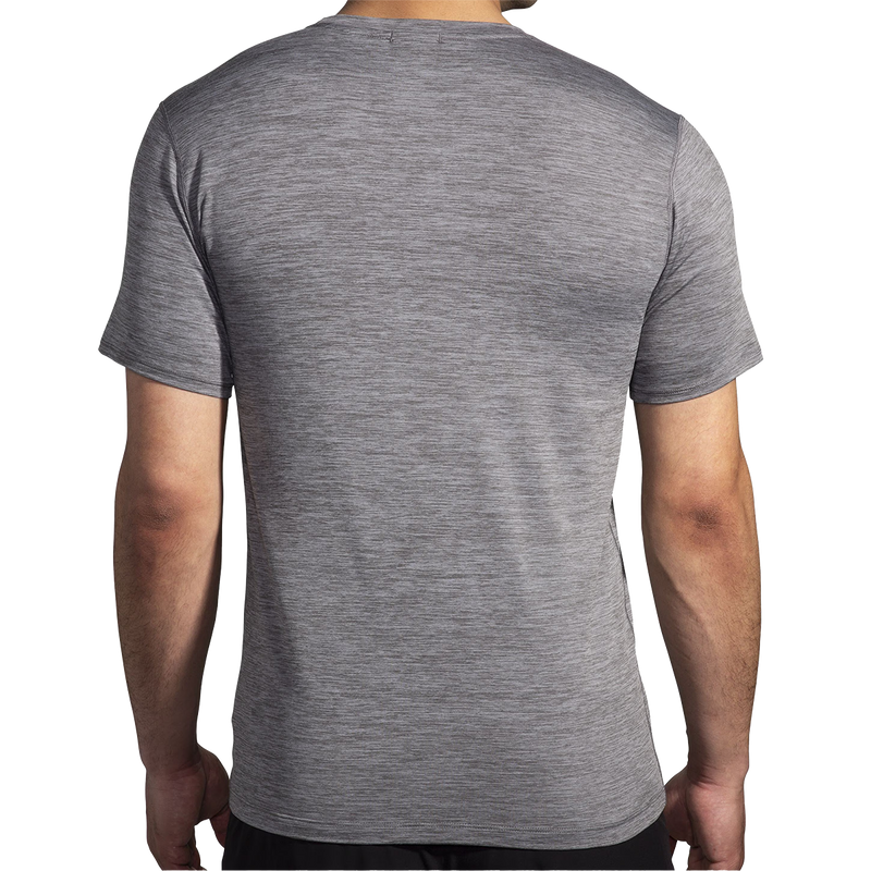 Men's Luxe Short Sleeve, Brooks Men's Luxe Short Sleeve in Heather Charcoal back
