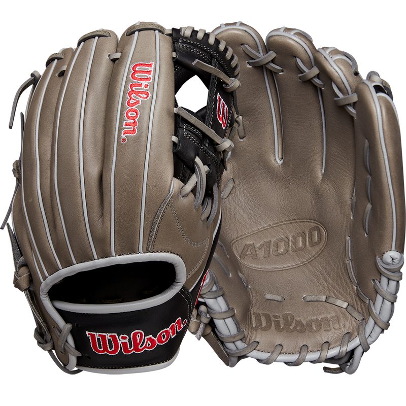 A1000 1787 Infield 11.75" H-Web, Wilson A1000 1787 Infield 11.75" H-Web 2025 in Steeled Grey Red White front and back