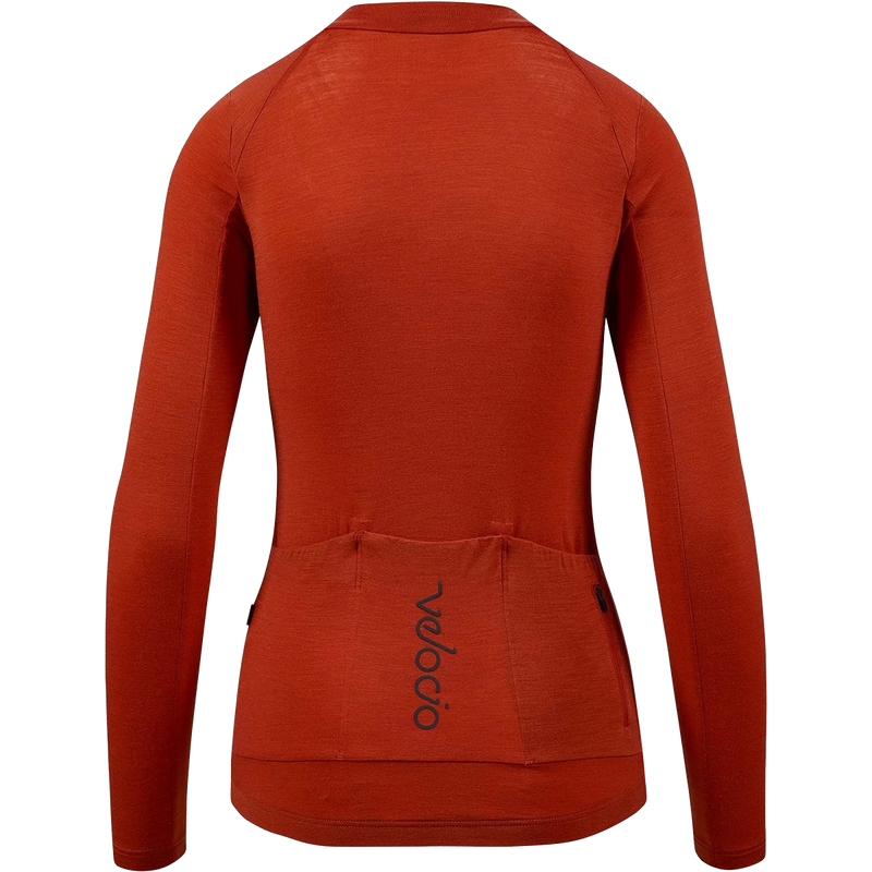 Women's Concept Merino Long Sleeve, Velocio Women's Concept Merino Long Sleeve in Rust back