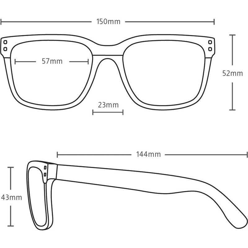 Rivals XL, Carve Rivals XL Matte Black + Grey Polarized dimensions