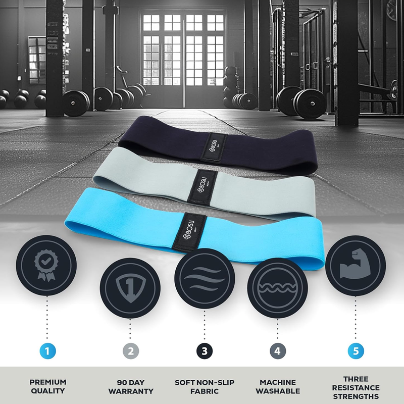 Fabric Resistance Bands 3 Pack, BOSU Fabric Resistance Bands 3 Pack infographic 2