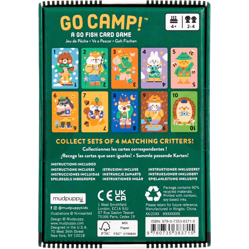 Go Camp! Card Game, Chronicle Books Go Camp! Card Game back of box