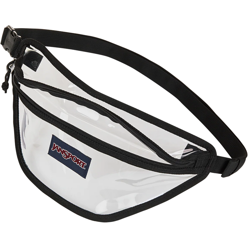 Clear Waistpack, Jansport Clear Waistpack front right unzipped