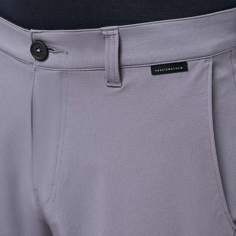 Men's Wanderlust 9" Short, TravisMathew Men's Wanderlust 9" Short in Quiet Shade front button and logo
