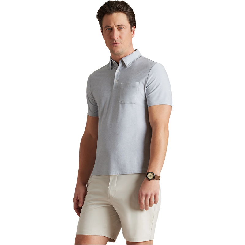 WFH Polo, Rhone WFH Polo in Arctic Blue Heather on model