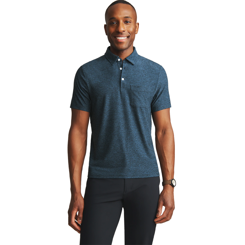 WFH Polo, Rhone WFH Polo in Sleet Gray/White Heather Dark Teal/Black Heather