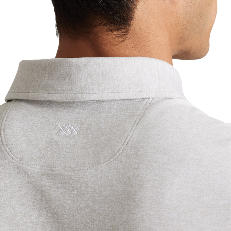 WFH Polo, Rhone WFH Polo in Sleet Gray/White Heather back of collar