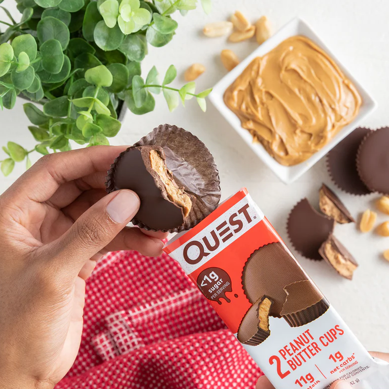 Peanut Butter Cups, Quest Peanut Butter Cups in hand