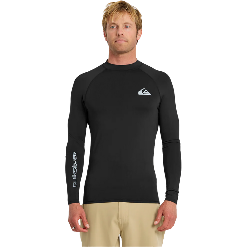 Men's Everyday UPF50 Long Sleeve Rashguard, Quiksilver Men's Everyday UPF50 Long Sleeve in BLK Black front