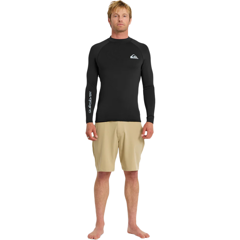 Men's Everyday UPF50 Long Sleeve Rashguard, Quiksilver Men's Everyday UPF50 Long Sleeve in BLK Black front