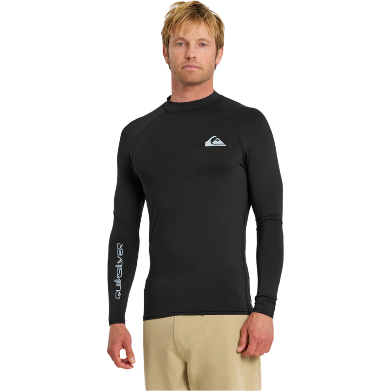 Men's Everyday UPF50 Long Sleeve Rashguard, Quiksilver Men's Everyday UPF50 Long Sleeve in BLK Black front