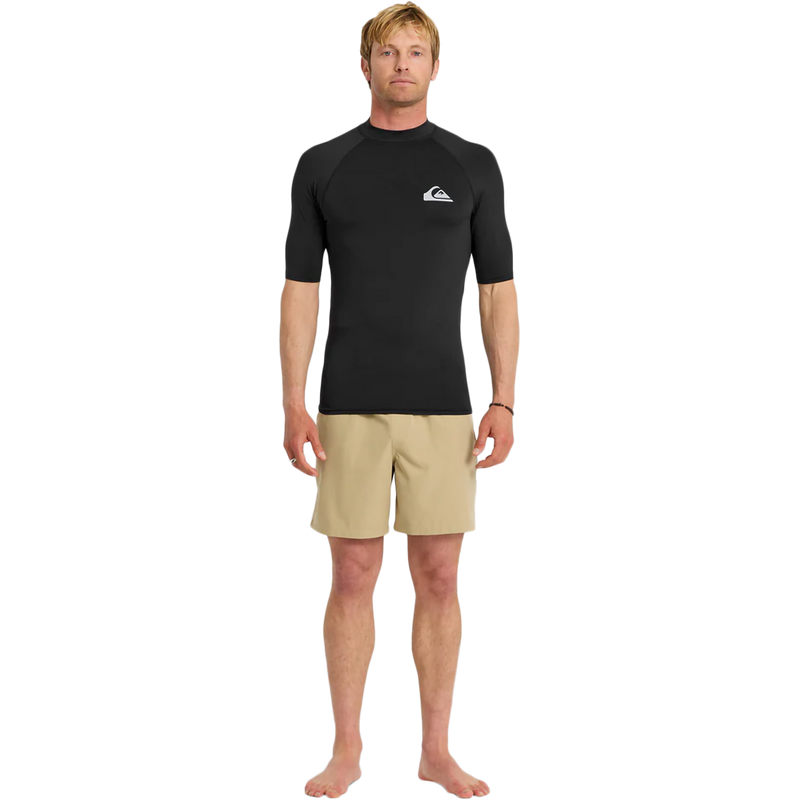 Men's Everyday UPF50 Short Sleeve Rashguard, Quiksilver Men's Everyday UPF50 Short Sleeve Rashguard in BLK Black front