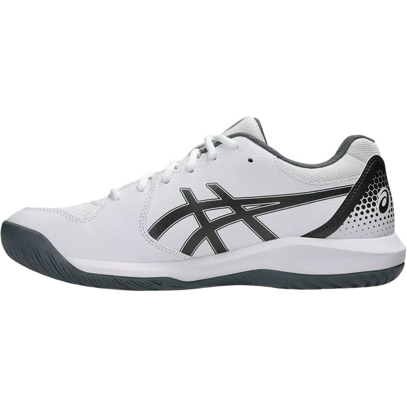 Men's Gel-Dedicate 8 Pickleball, Asics Men's Gel-Dedicate 8 Pickleball in 105 White Gunmetal right inside profile