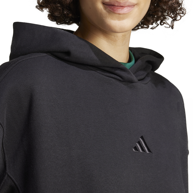 Women's All SZN Hoodie, Adidas ALL SZN Fleece Loose Hoodie front logo detail