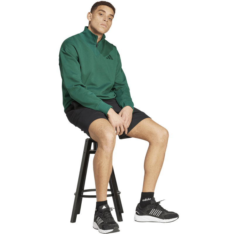 Men's All SZN Fleece Short, Adidas Men's All SZN Fleece Short in Black on model seated