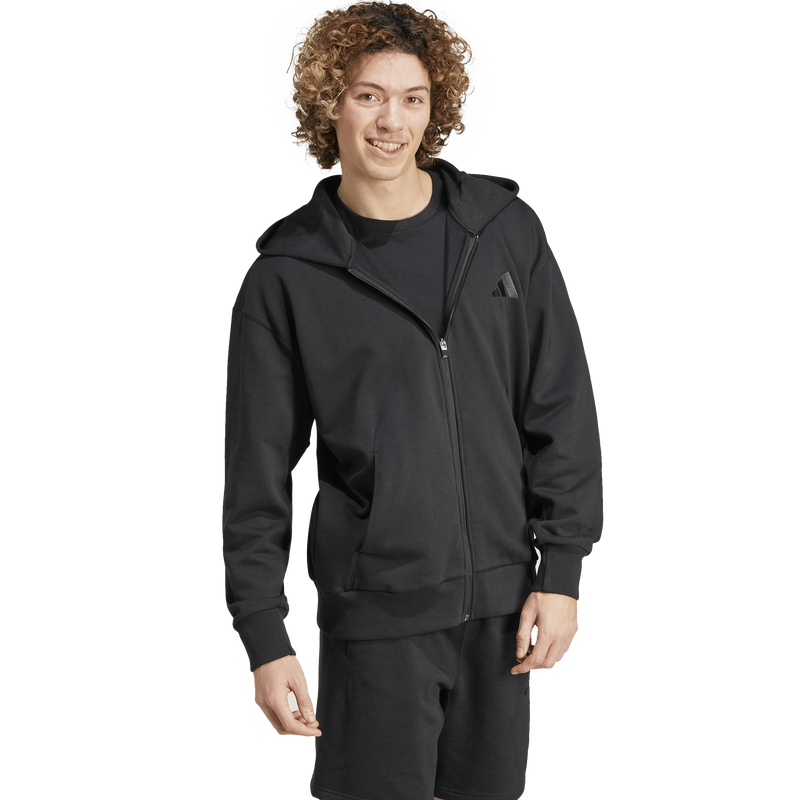 Men's All SZN Fleece Full Zip, Adidas Men's All SZN Fleece Full Zip in Black front