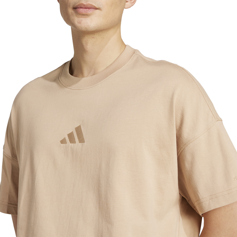 Men's All SZN Tee, Adidas Men's All SZN Tee in Warm Sandstone front logo