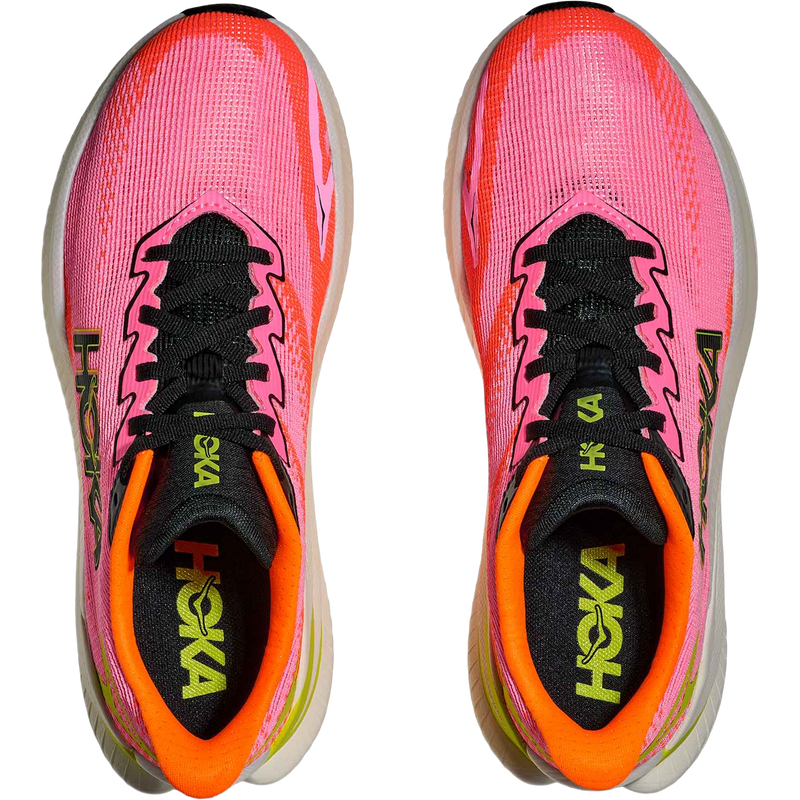 Women's Mach X 3, Hoka Women's Mach X 3 in NNRS-Neon Rose/Neon Tangerine pair top