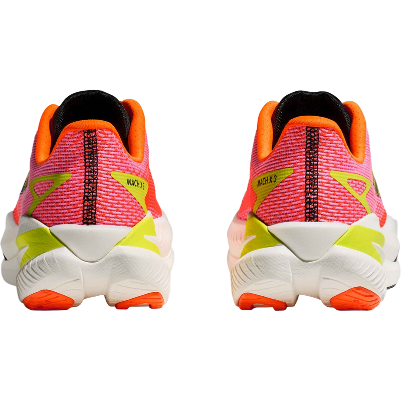 Women's Mach X 3, Hoka Women's Mach X 3 in NNRS-Neon Rose/Neon Tangerine pair back