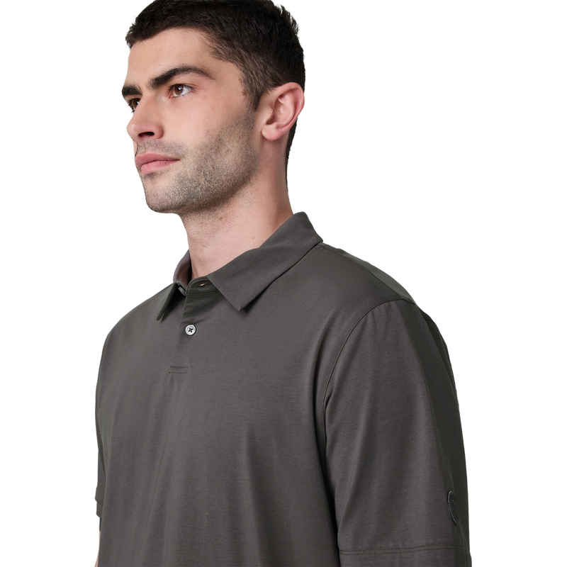 Men's Short Sleeve Feather Polo, Vuori Men's Short Sleeve Feather Polo collar
