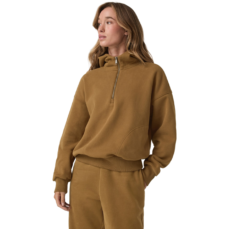 Women's Restore Relaxed Half Zip Hoodie, Vuori Restore Relaxed Half Zip Hoodie front on model