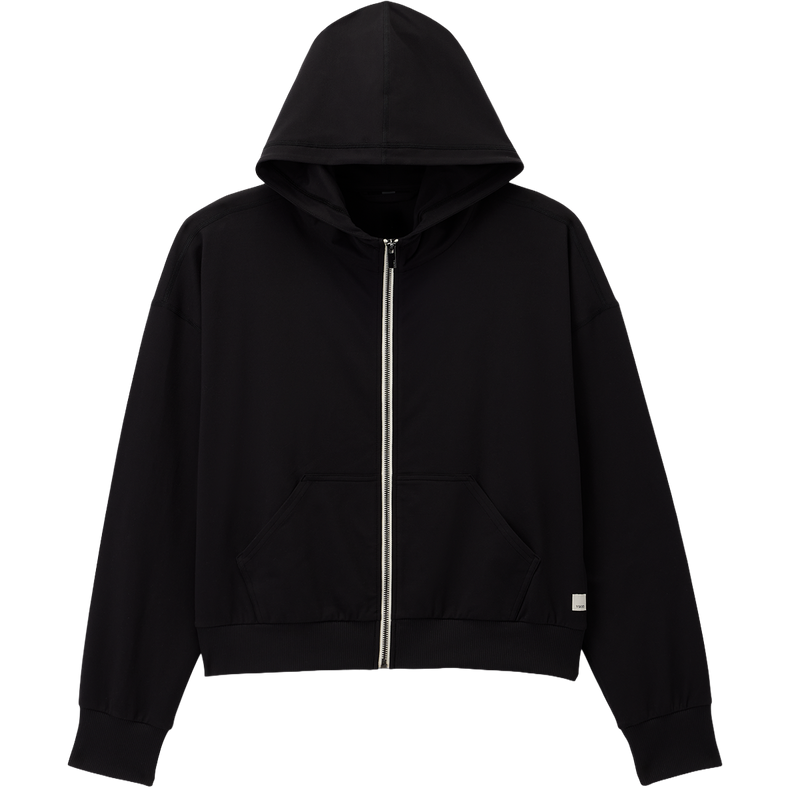 Women's Halo Modern Full Zip Hoodie, Vuori Women's Halo Modern Full Zip Hoodie in True Black